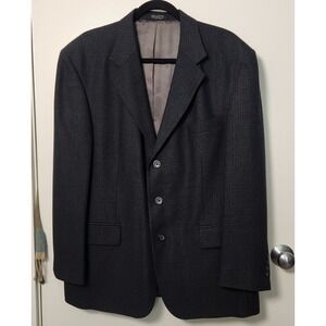 Oscar de la Renta Blue Check Wool 44S Sports Coat Blazer Lined Preppy Classic